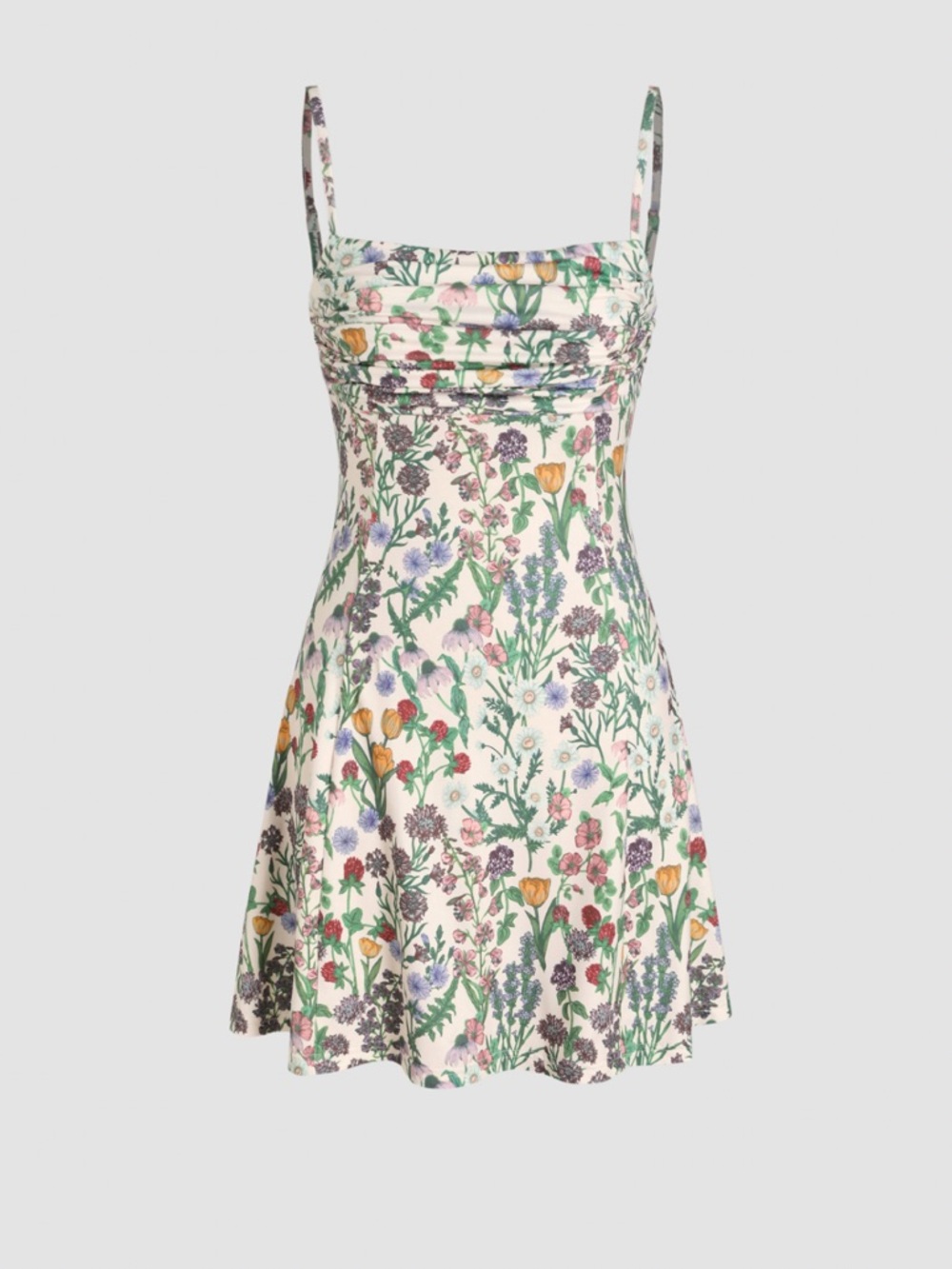 Cider White Floral Mini Dress with Multi-Color Print
